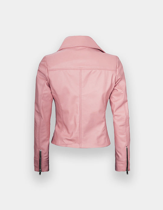 Women's Leather Jacket, New women's Pink leather jacket made of 100% Original lambskin leather